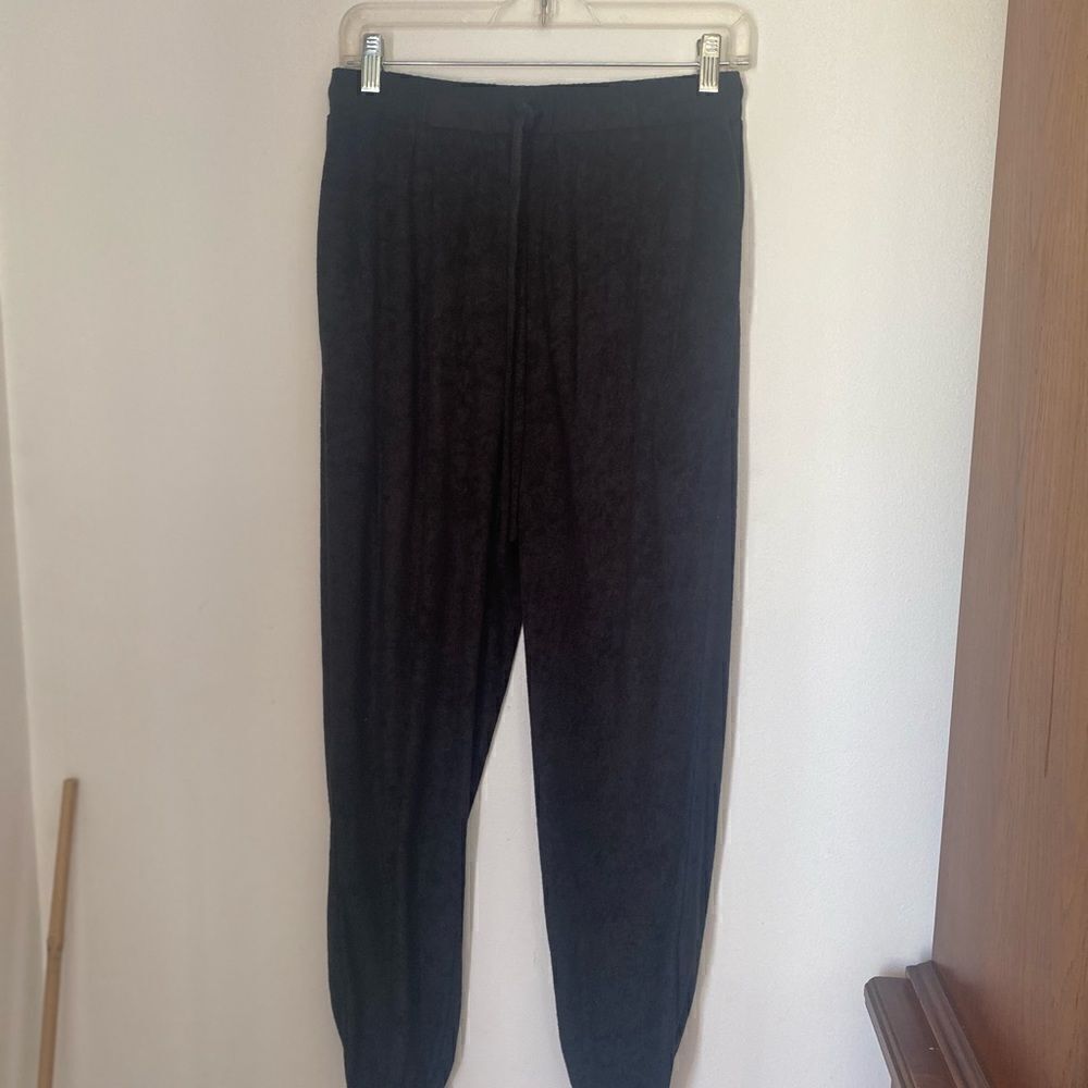 Doe & Rae Black Terry Drawstring Jogger Pants